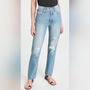 Mother Huffy Skimp Hotter On The Other Side Distressed Button Fly Jean Sz 28